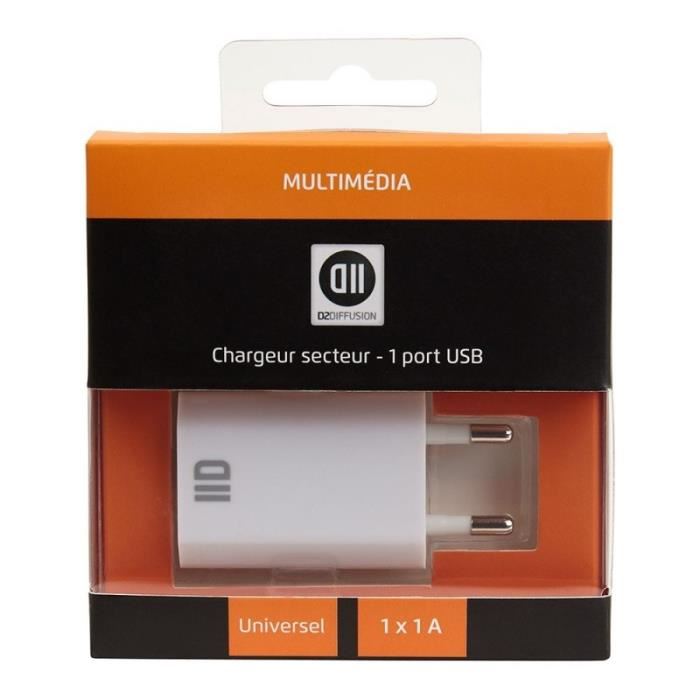 D2 Chargeur secteur USB 1 port Blanc