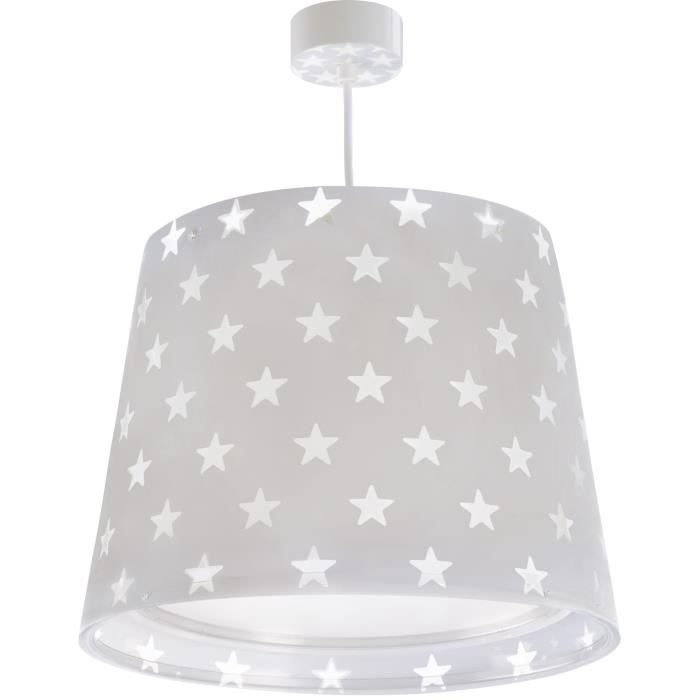 Dalber - Lampe A Suspension Enfant - Stars - Motif Etoiles, L 33 Cm, H 30 Cm, Gris