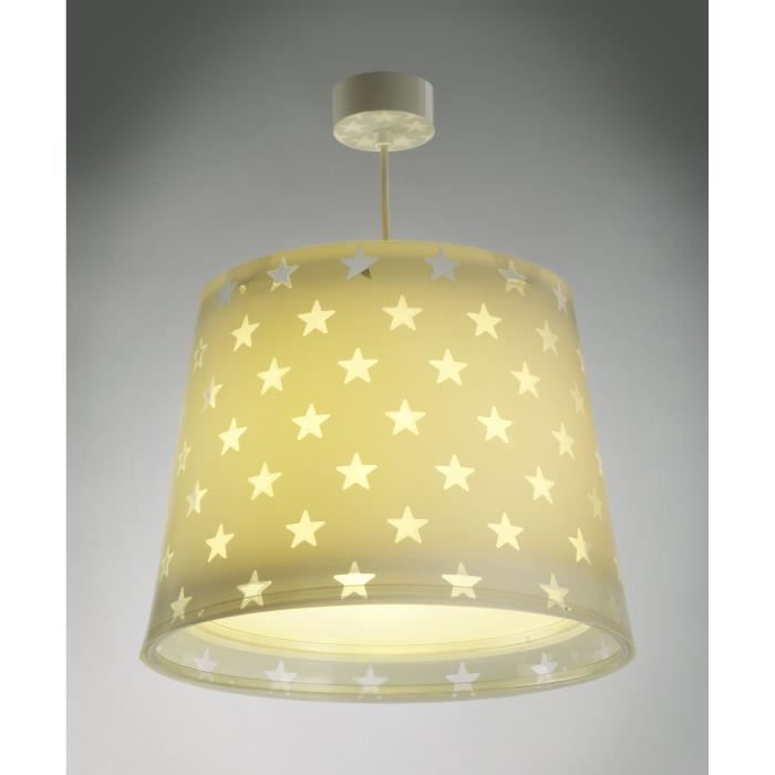 Dalber - Lampe A Suspension Enfant - Stars - Motif Etoiles, L 33 Cm, H 30 Cm, Gris