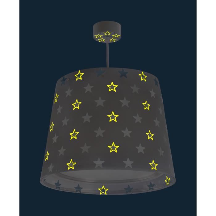 Dalber - Lampe A Suspension Enfant - Stars - Motif Etoiles, L 33 Cm, H 30 Cm, Gris