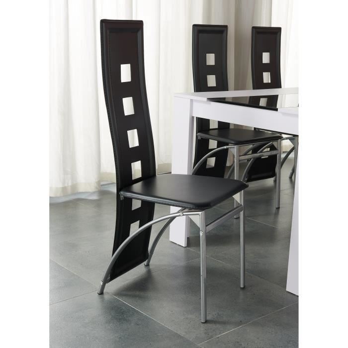 Ensemble Repas 6 Personnes Baita Gamme Damia Noir Et Blanc L 180 X P 90 X H 75 Cm