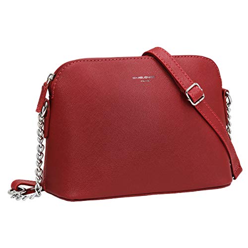 David Jones Petit Sac Bandouliere Femme Sac A Main Chaine Porte Epaule Besace Sacoche Cuir Pu Pochette Soiree Mode Rouge