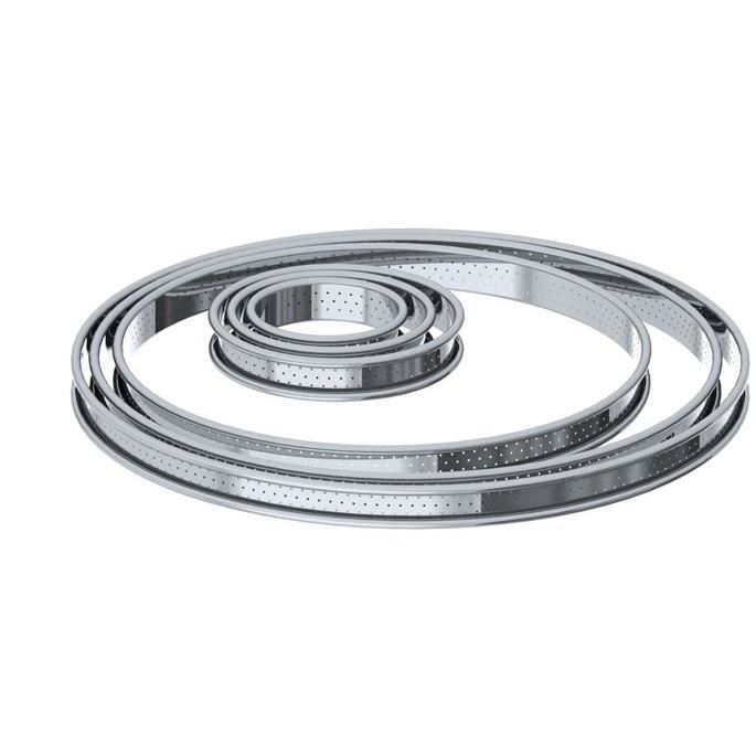 De Buyer Cercle A Tarte Aux Bords Roules Perfores - Inox - Ø 28 X H 2 Cm - Tous Feux Dont Induction