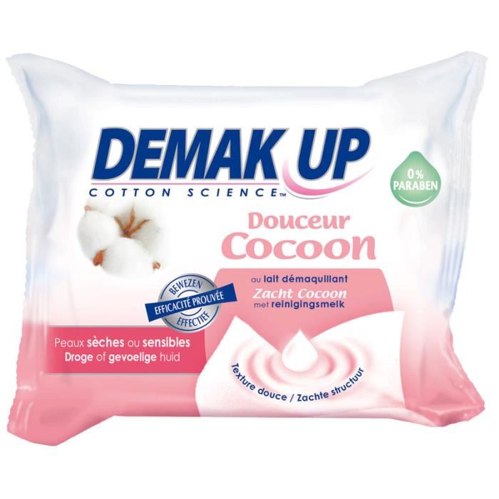 Demak'up Cocoon Lingettes Demaquillantes Peaux Seches A Tres Seches 25 Unites - Sachet 25 Lingettes