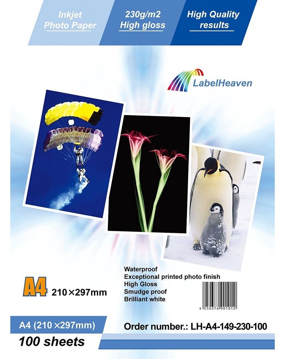 Labelocean - 100 Feuilles Papier Photo A4 Premium Haute Brillance 230g