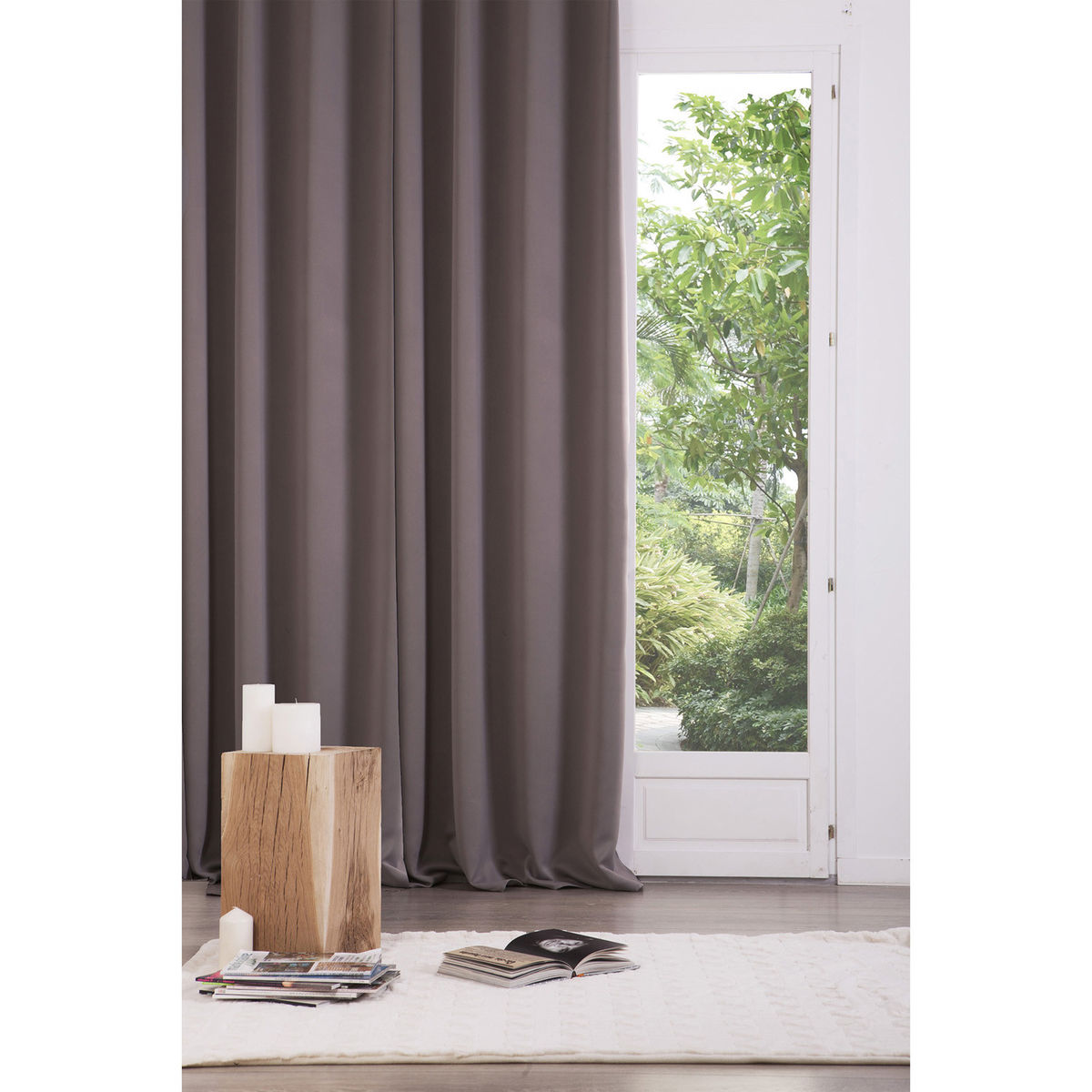 Paire de rideaux occultants (135 x H240 cm) Uni Chocolat