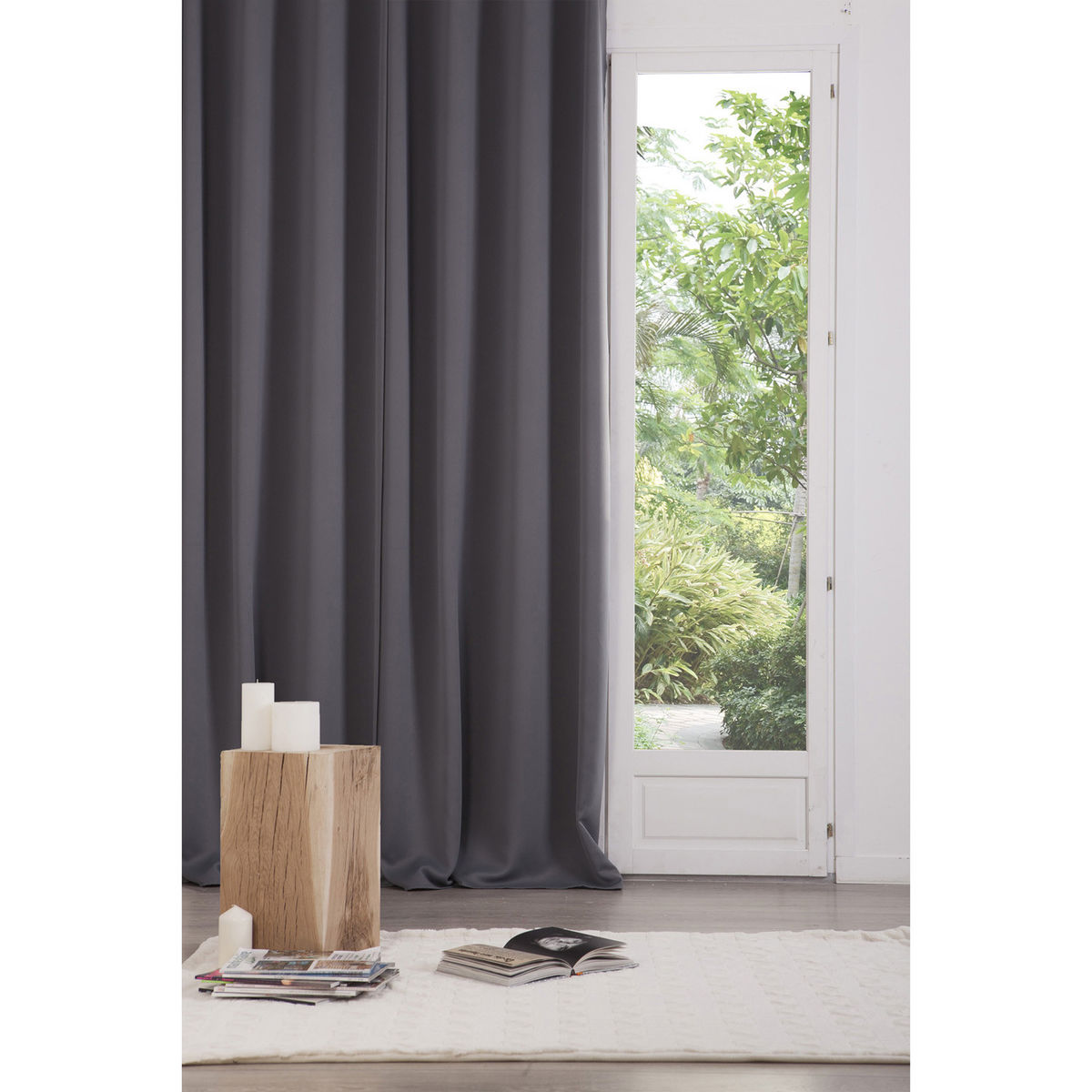 Paire de rideaux occultants (135 x H240 cm) Uni Gris fonce
