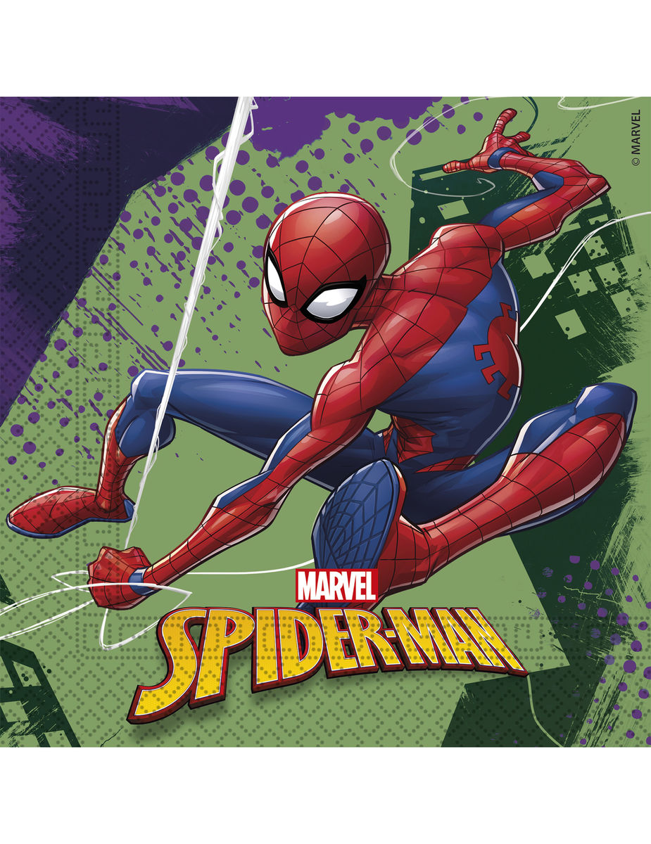 20 Serviettes en papier 33 x 33 cm Spiderman Taille Unique