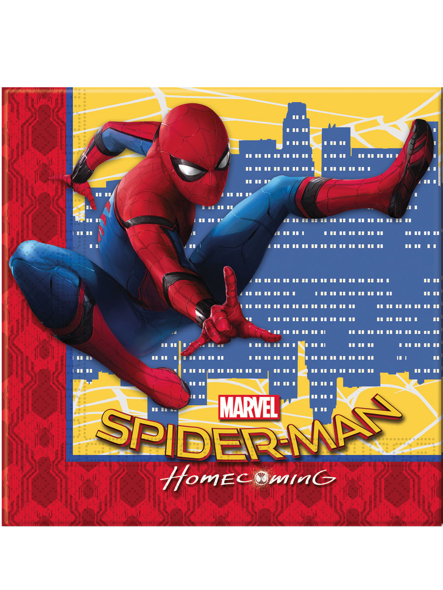 20 Serviettes en papier 33x33cm Spiderman Homecoming Taille Unique