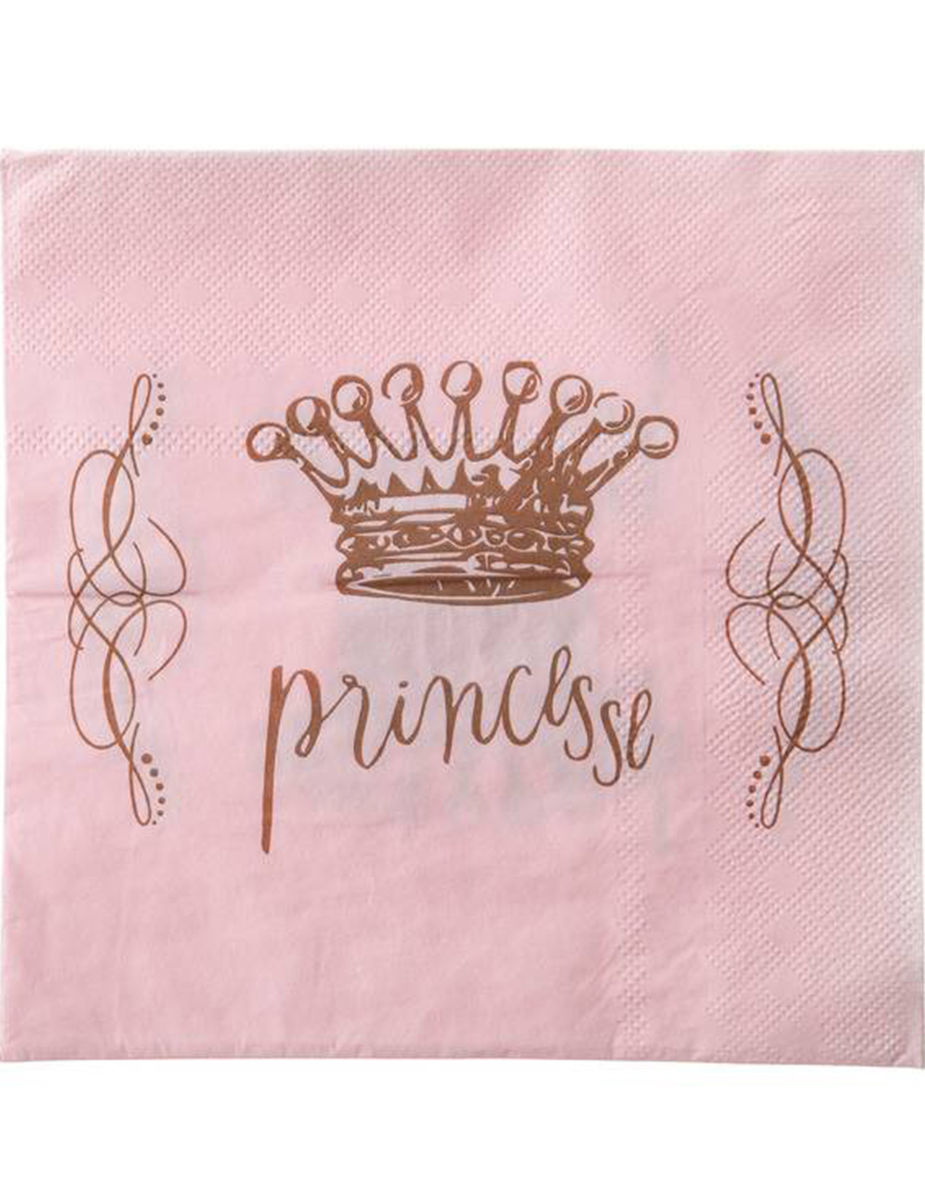20 Serviettes en papier Princesse Rose 33 x 33 cm Taille Unique