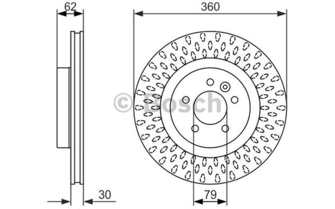 2x BOSCH Front Brake Discs Vented 360mm For LAND ROVER RANGE 0 986 479 578
