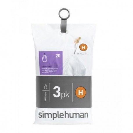 Simplehuman Pack De 3 Lots De 20 Sacs Poubelles 30 /35 L - Taille H
