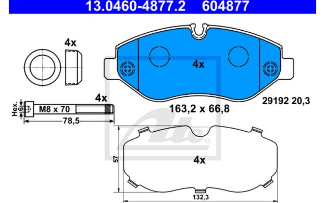 Jeu De Plaquettes De Frein Ate 13.0460-4877.2, Avant