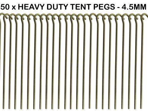 50 x HEAVY DUTY 9 TENT PEGS 23CM x 45MM MADE FROM GALVANISED STEEL CURVED