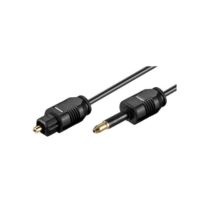 Cable optique Toslink vers jack 3,5 mm mini - 2 m