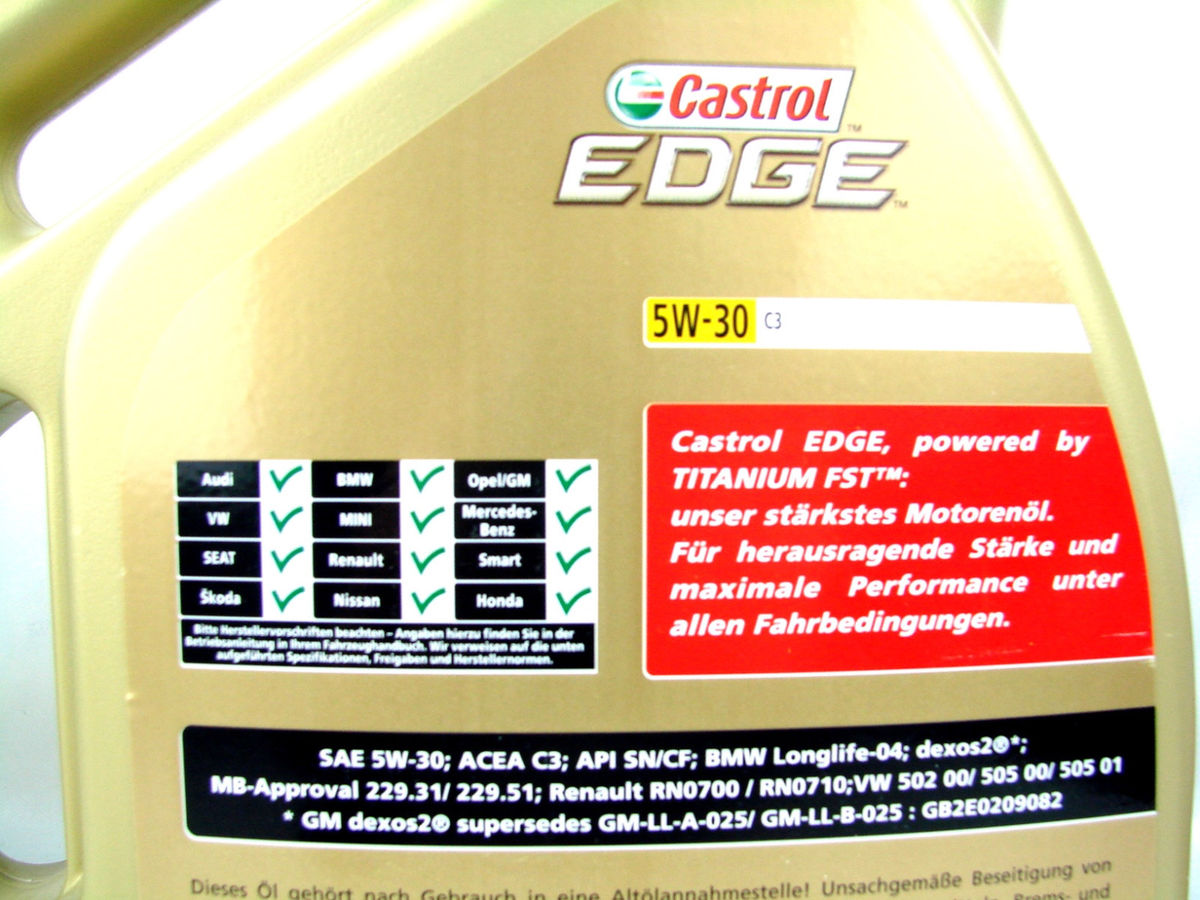 Huile Moteur Castrol 15f7ec Edge 5w30 C3 5l