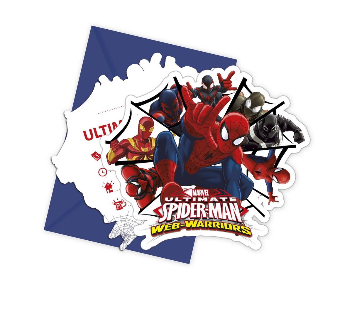 6 Cartes d'invitation avec enveloppes Spiderman Cod.76027