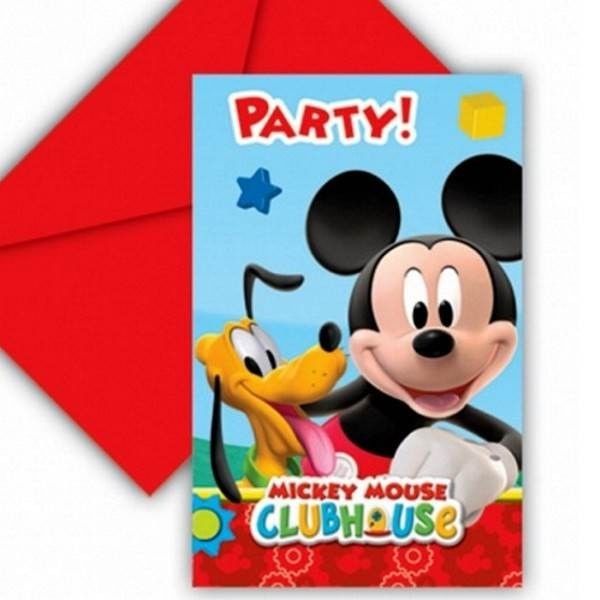 6 invitations carton Mickey Mouse Cod.61432