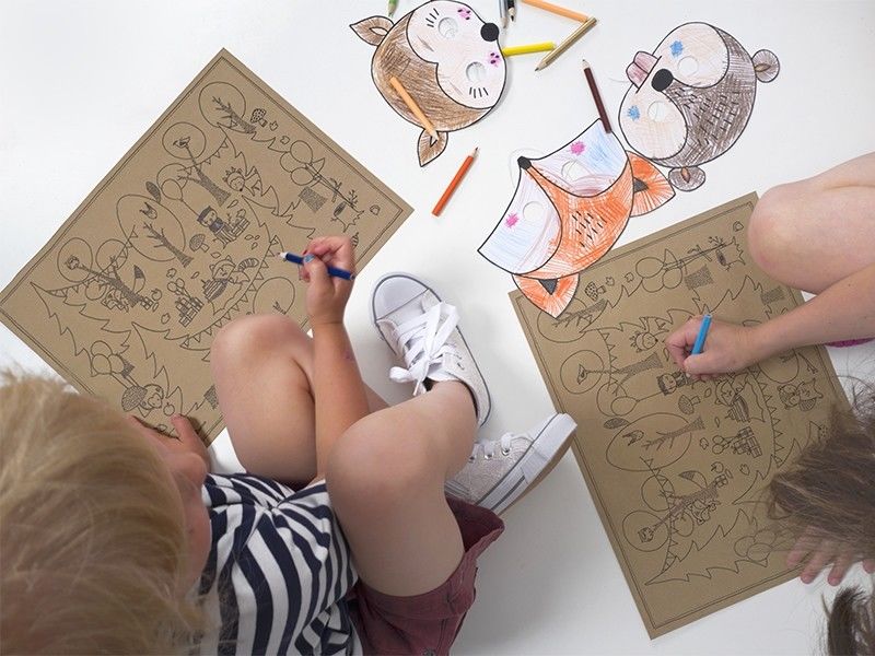 6 Masques a colorier Foret Taille Unique