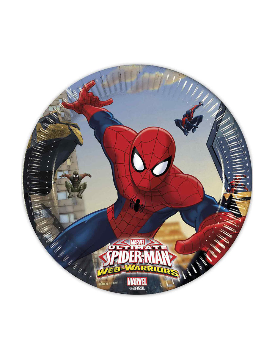 8 Assiettes En Carton Spiderman 20 Cm Taille Unique