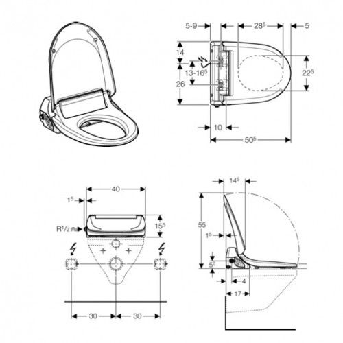Geberit Aquaclean 4000 Accessoire De Wc-douche 146130111 Avec Fermeture Amortie, Blanc -alpine