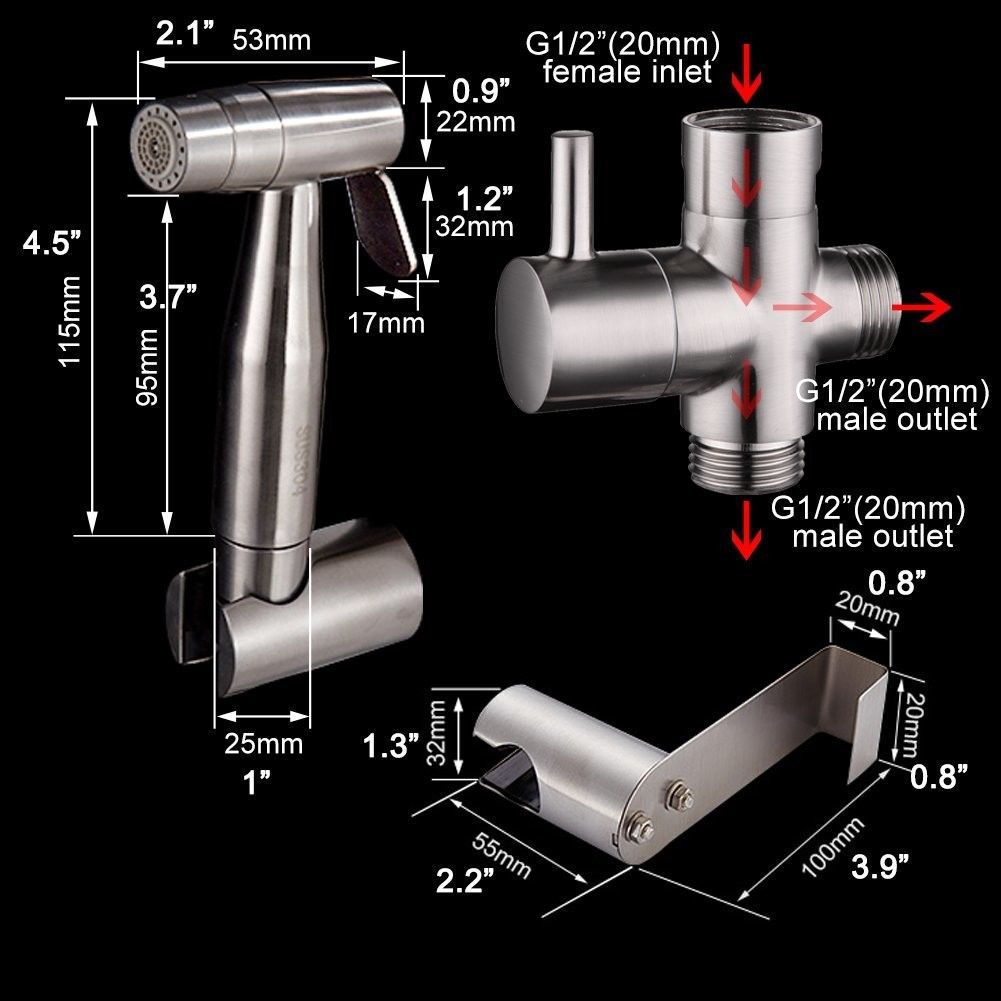 Bidet Tecmolog Acier Inoxydable Nickel Brosse Installation Suspendue Douchette Wc