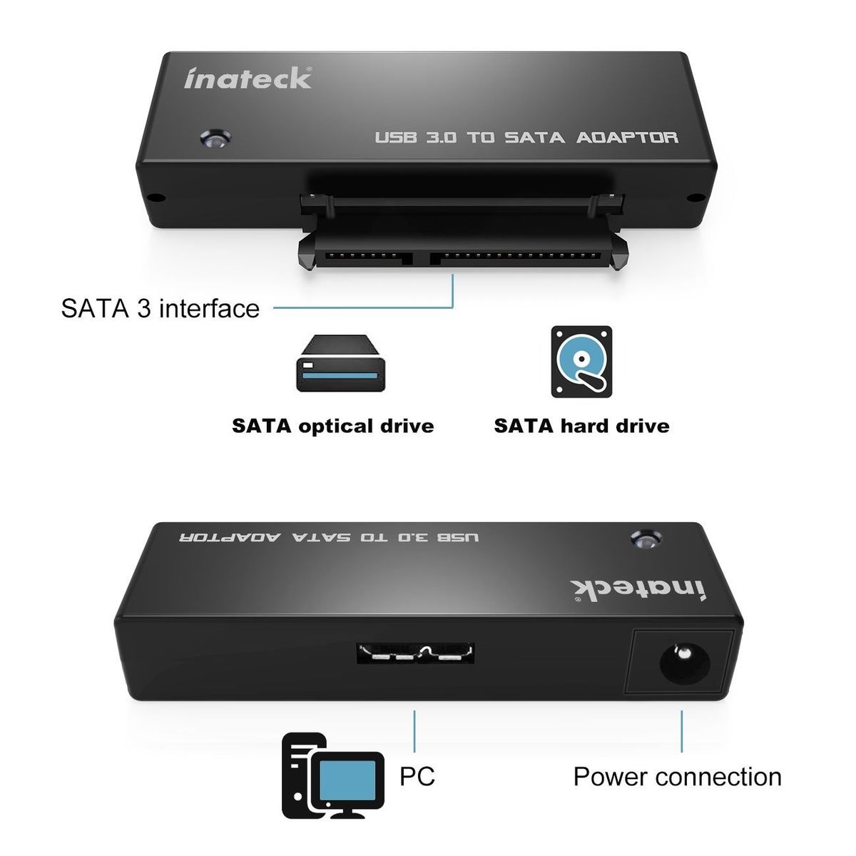 Adaptateur Usb 30 Vers Sata Pour Disque Dur 2535 Inateck Convertisseur Avec Alimentation Externe