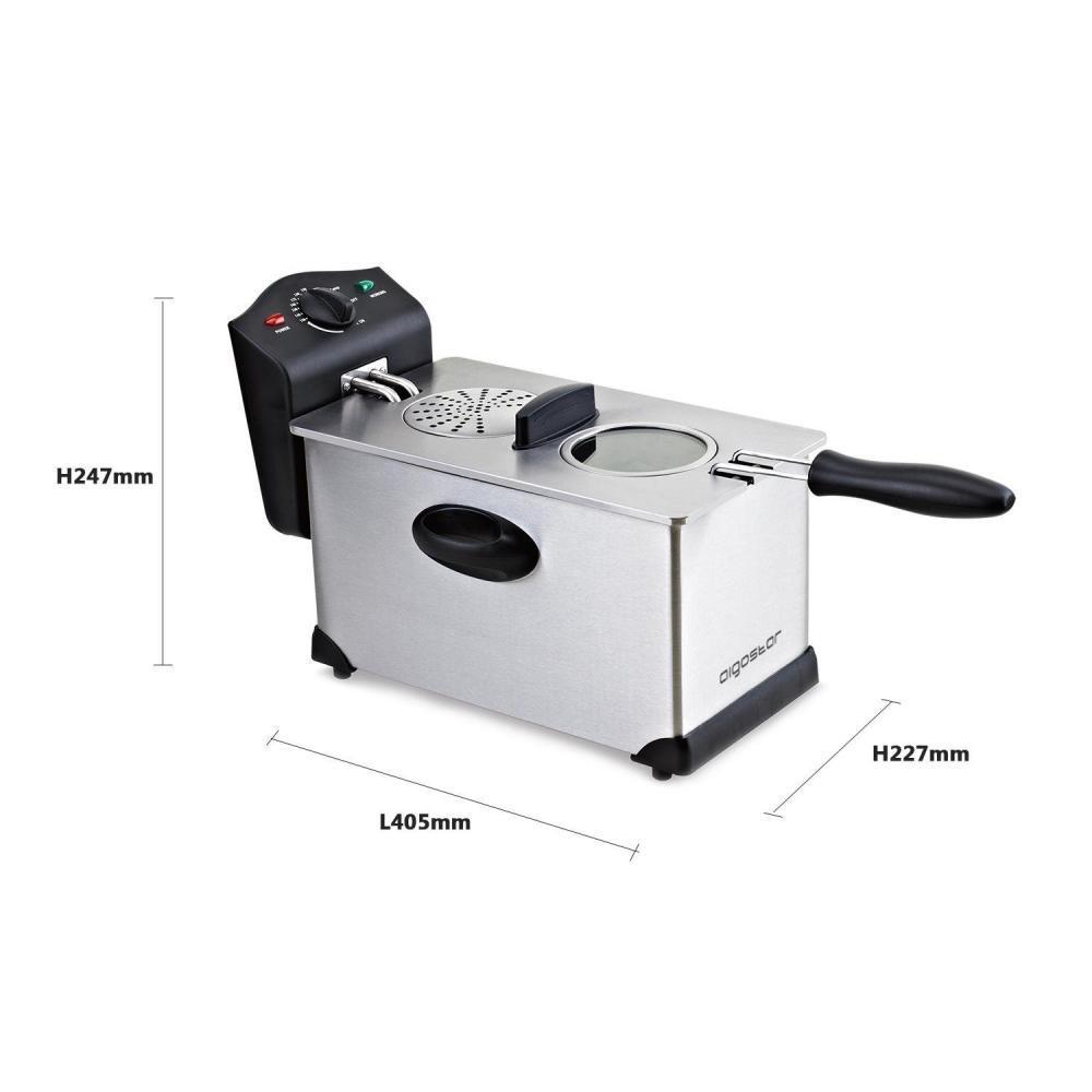 Aigostar Ushas 30hez Friteuse 0 Bpa Avec Fenetre De Vue 3l Cuve Amovible Acier Inoxydable Design Exclusif