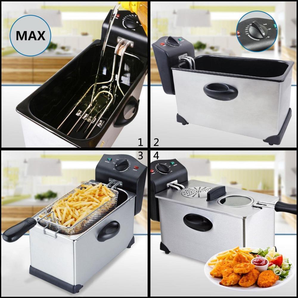 Aigostar Ushas 30hez Friteuse 0 Bpa Avec Fenetre De Vue 3l Cuve Amovible Acier Inoxydable Design Exclusif