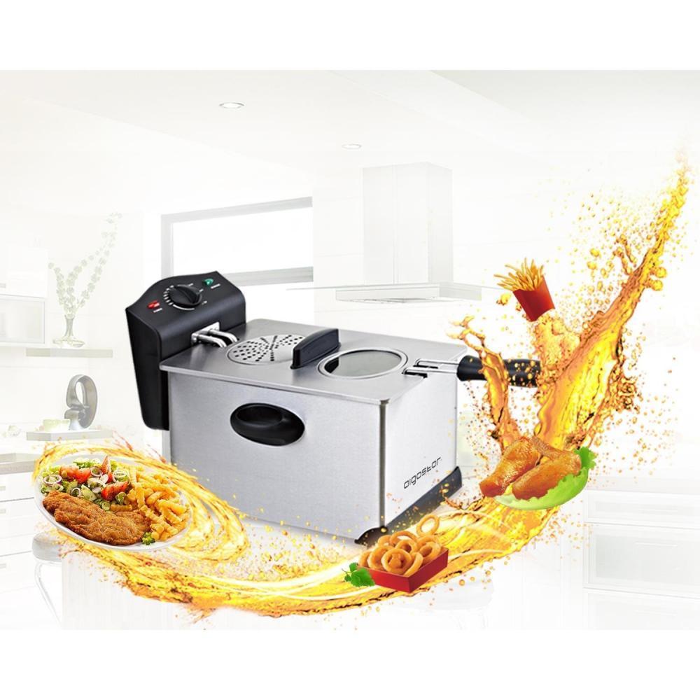 Aigostar Ushas 30hez Friteuse 0 Bpa Avec Fenetre De Vue 3l Cuve Amovible Acier Inoxydable Design Exclusif