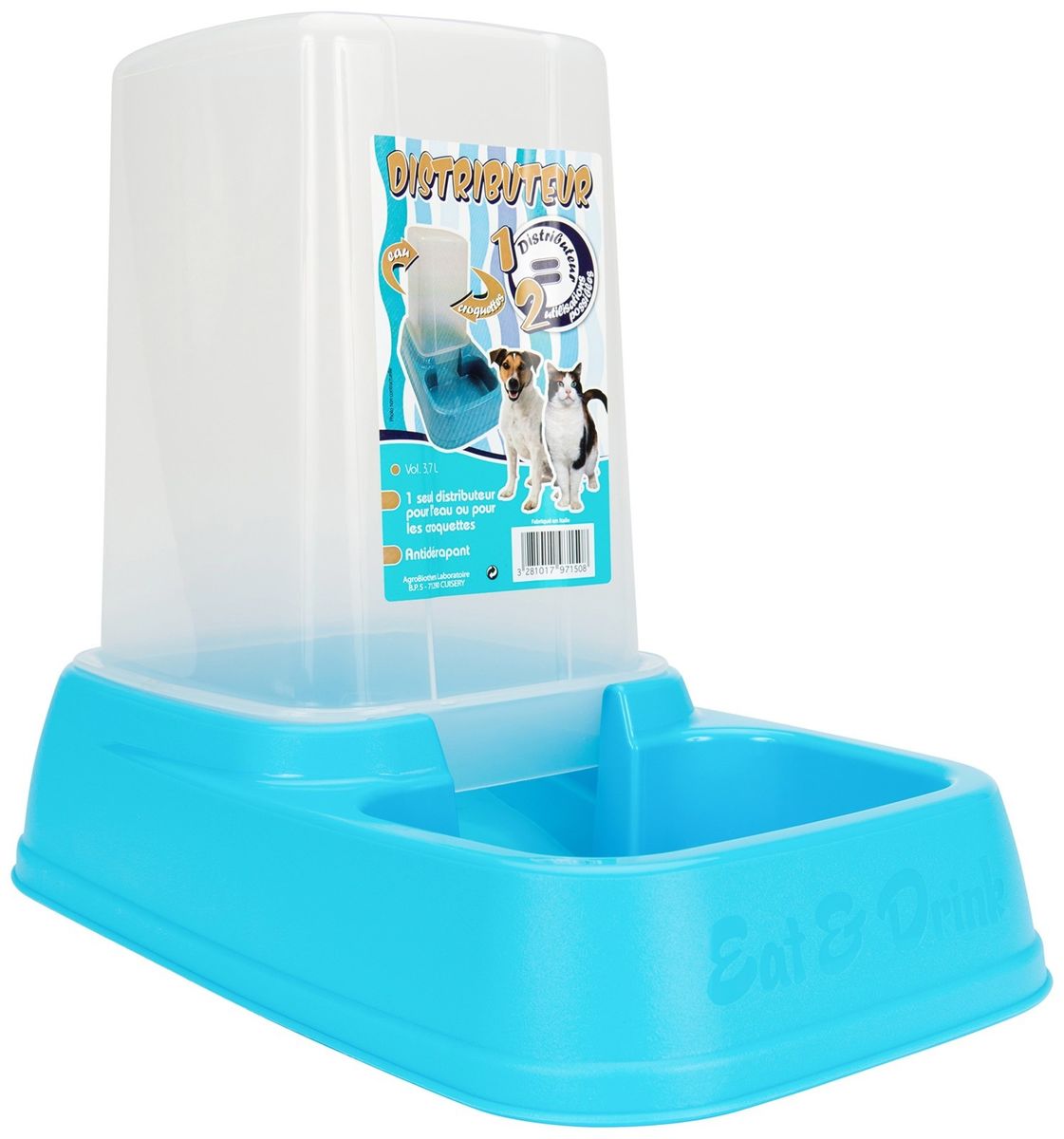 Aime Distributeur 2en1 Croquettes Et Eau Pour Chat Et Chien