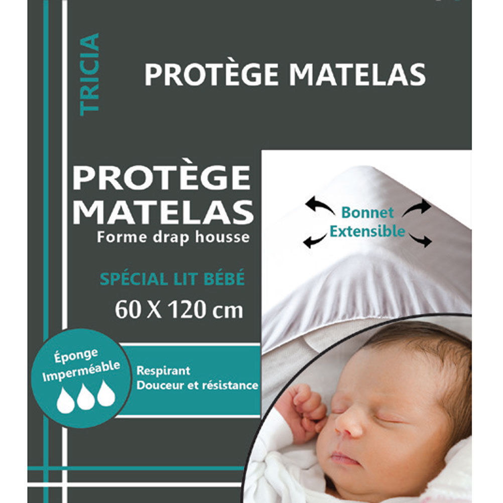 Alese Plastifiee Pour Lit Bebe Dessus Eponge  60 X 120 Cm