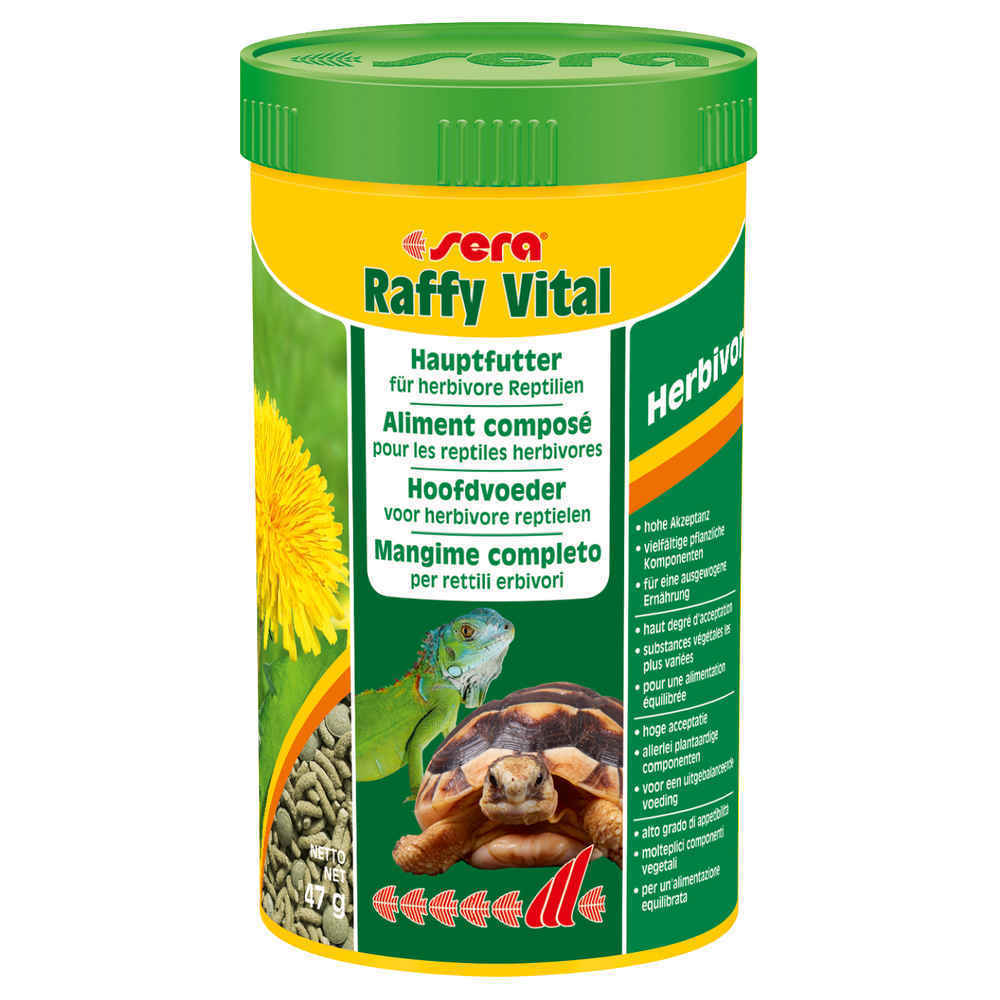 Aliments Compose Raffy Vital pour Tortues Terrestres et Reptiles Herbivores - Sera - 250ml