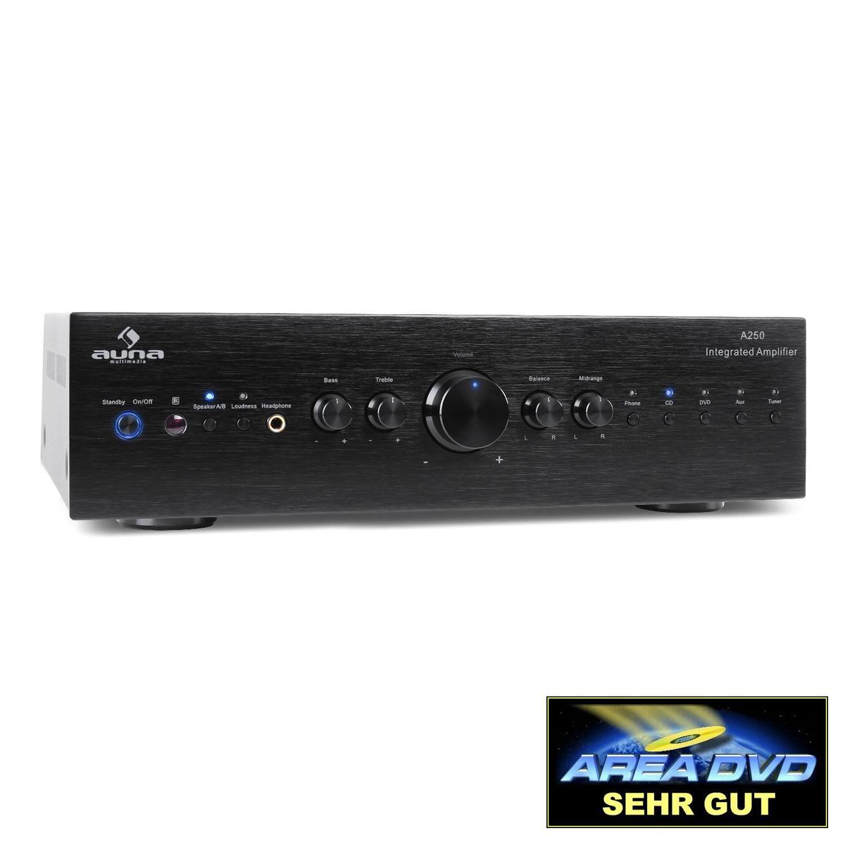 Amplificateur Hifi Stereo Auna Av2 Cd708 Avec Egaliseur 3 Bandes Et 5 Entrees Rca Noir