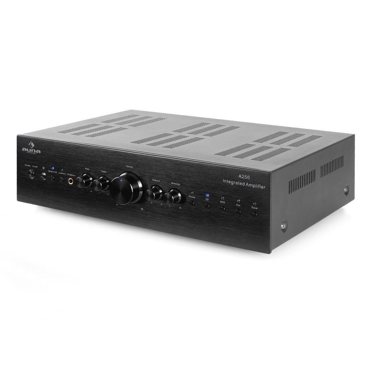 Amplificateur Hifi Stereo Auna Av2 Cd708 Avec Egaliseur 3 Bandes Et 5 Entrees Rca Noir