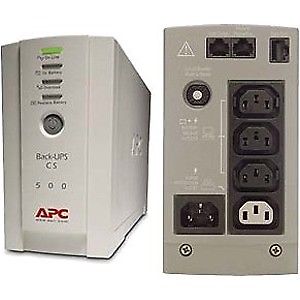 Back-UPS 500 CS Onduleur charge 500 VA, pour ordinateur individuel et peripherique, 3 sorties protegees par batterie et 1 sortie parasurtenseur pour imprimante, autonomie de 21 a 6 minutes, ports USB et serie, pour windows et Mac OS 9.x