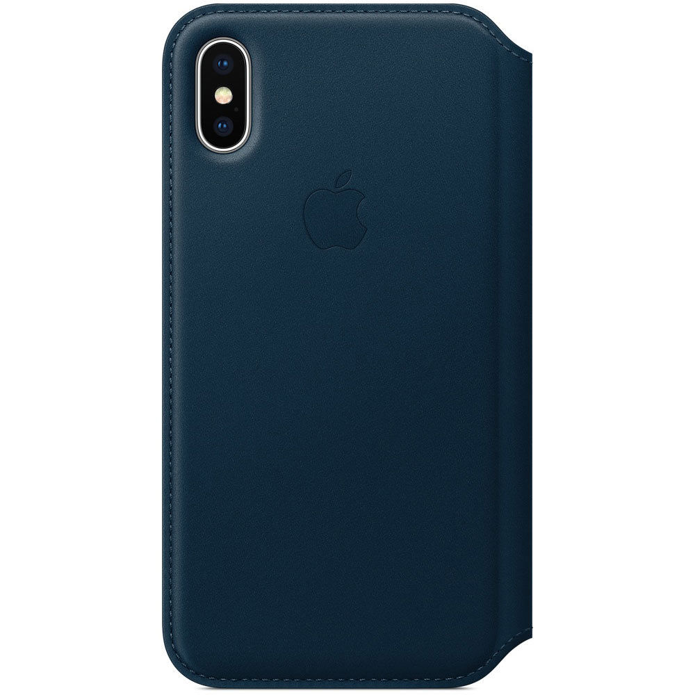 Apple - Protection a rabat pour telephone portable - cuir - bleu cosmos - pour iPhone X