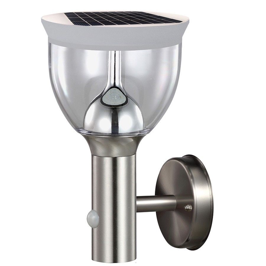 Applique Exterieure Solaire A Detection Bastide 300 Lumens - Arev - Inox - Led - Detecteur De Mouvement - Ip43