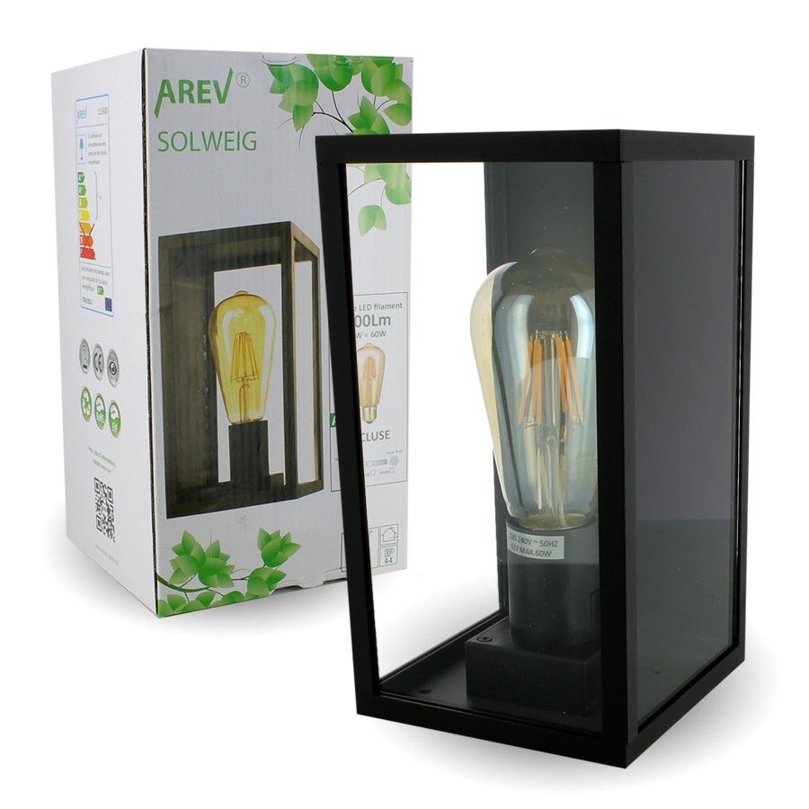 Applique Murale Exterieur Solweig + Ampoule Filament 7w - Arev