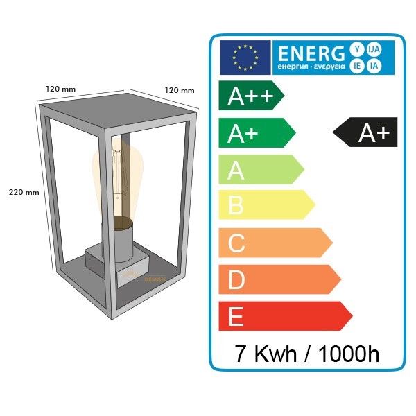 Applique Murale Exterieur Solweig + Ampoule Filament 7w - Arev