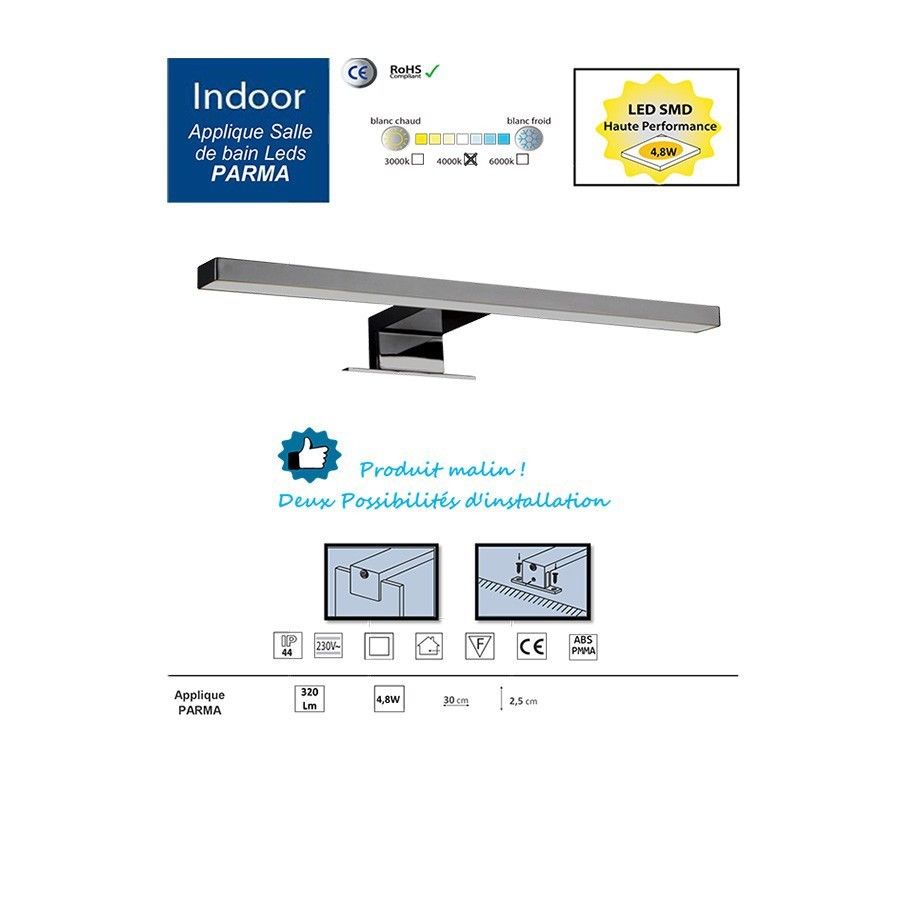 Applique Salle de bains PARMA 4.8W 320 Lumens - AREV