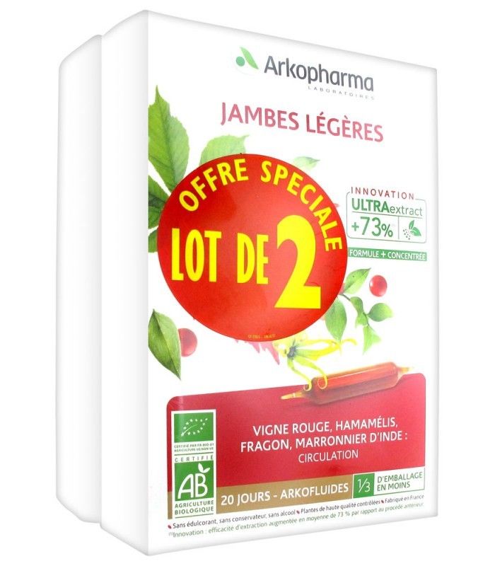ARKOPHARMA ARKOFLUIDES JAMBES LEGERES 2X20 AMPOULES