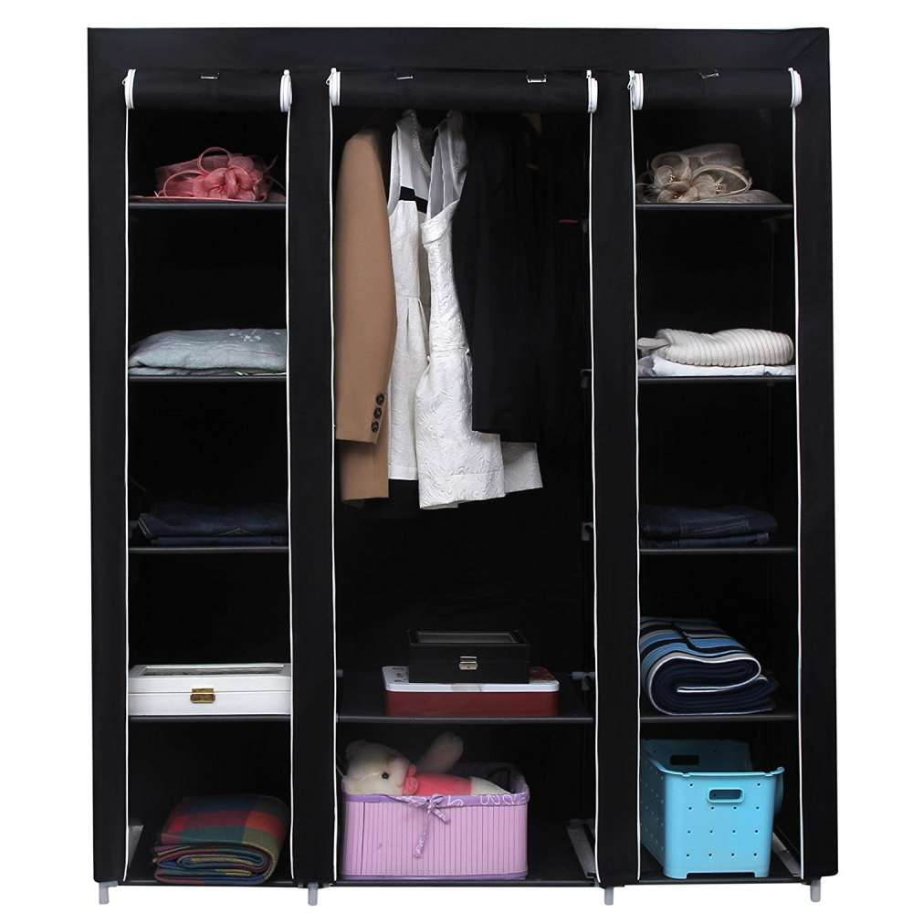 Armoire de rangement 175 x 150 x 45cm Noir Penderie dressing en tissu