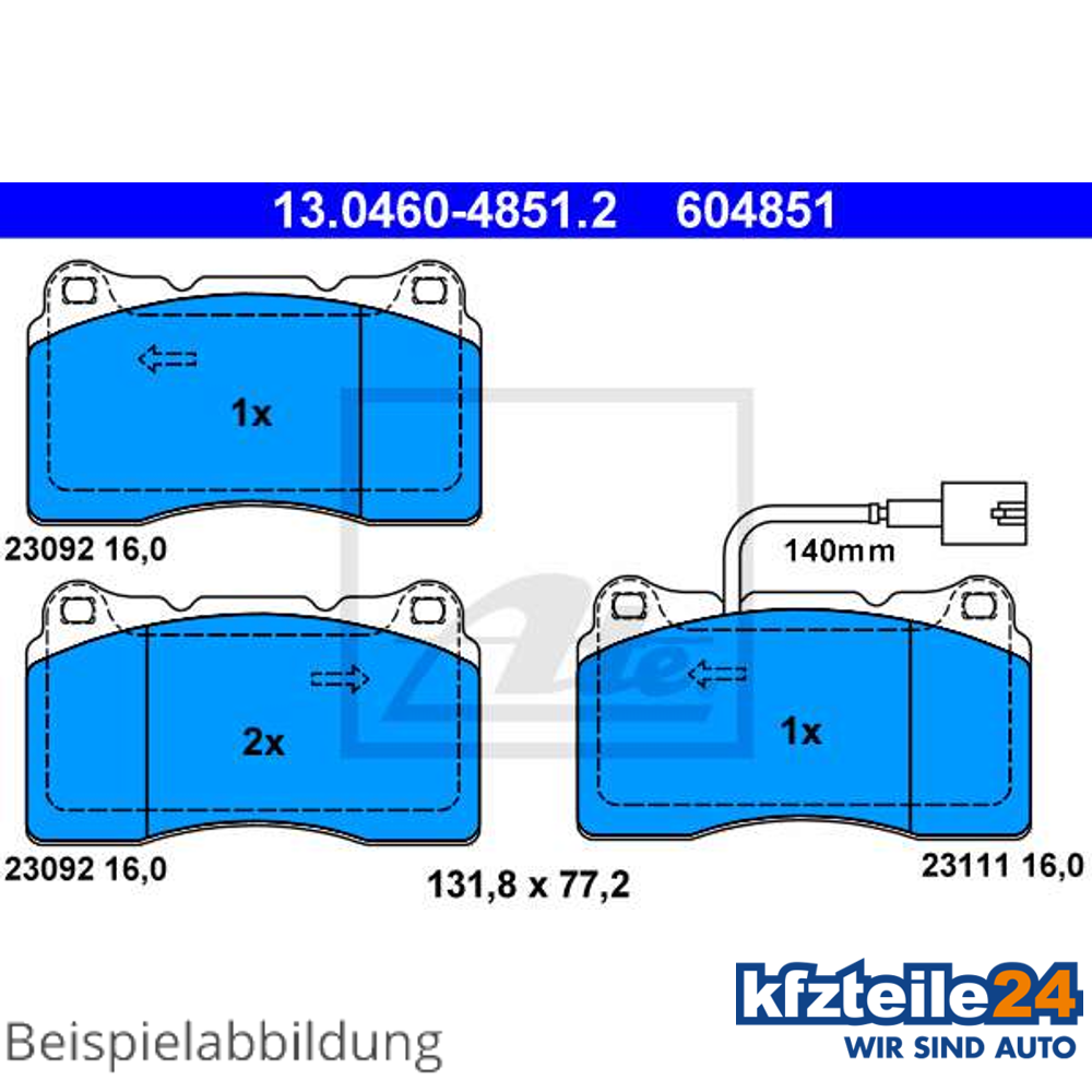 Jeu De Plaquettes De Frein Ate 130460 48512 Avant