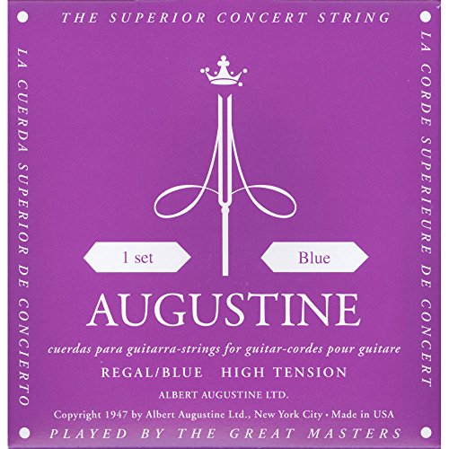 Cordes Pour Guitare Classique - Augustine - Regal-rgbleu - Tirant Fort - Couleur Bleu - File Argent