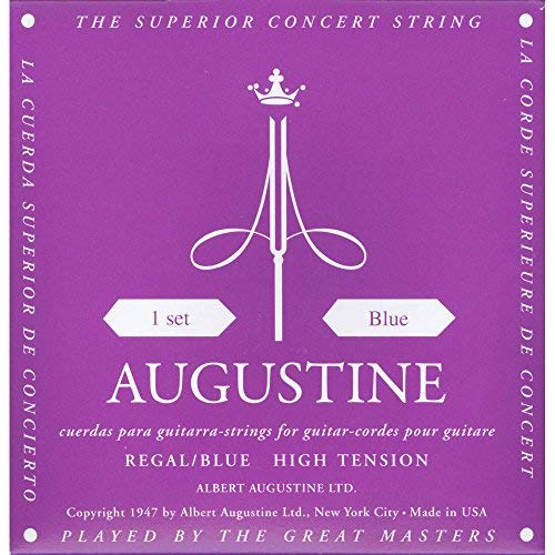 Cordes Pour Guitare Classique - Augustine - Regal-rgbleu - Tirant Fort - Couleur Bleu - File Argent