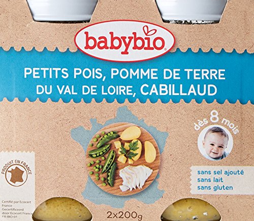 Babybio Petits Pois, Pomme De Terre Du Val De Loire, Cabillaud - 2x200g - Babybio