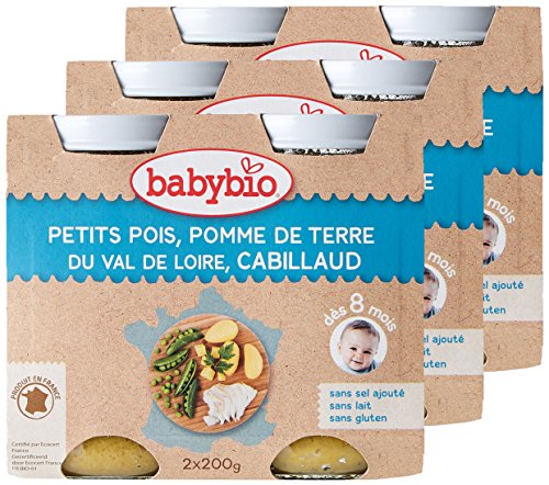 Babybio Petits Pois, Pomme De Terre Du Val De Loire, Cabillaud - 2x200g - Babybio