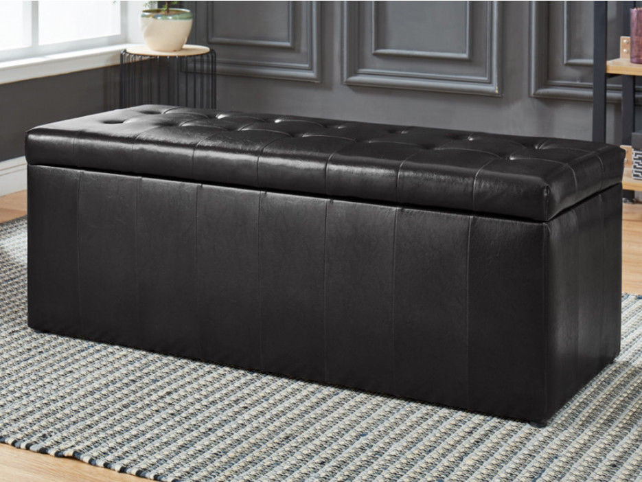 Banc Coffre De Rangement Concierto En Simili Noir