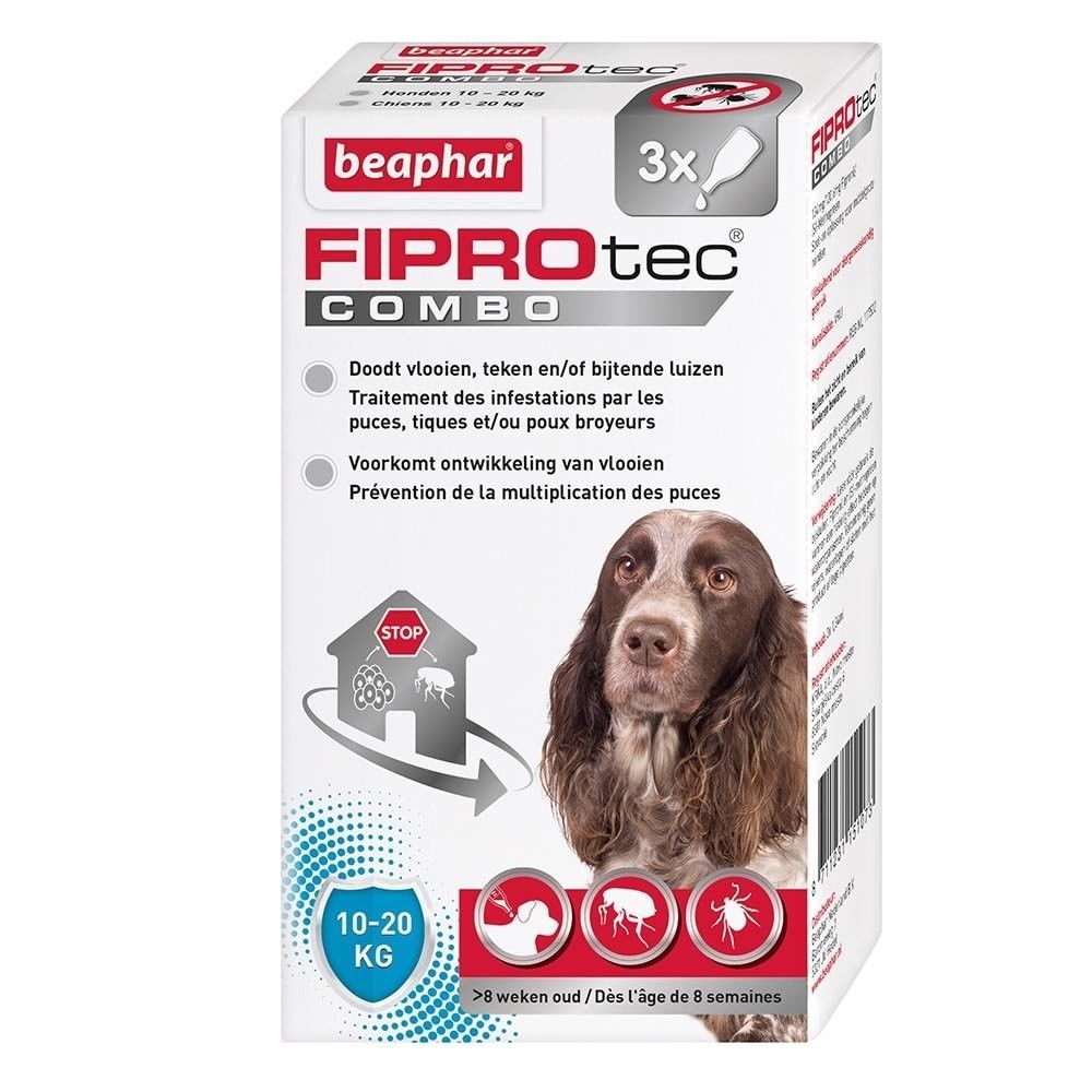 Parapharmacie En Ligne Veterinaire Produits Anti-parasites Pour Animaux Beaphar Fiprotec Combo Solution Spot-on Chiens 10-20 Kg Pipettes X 3